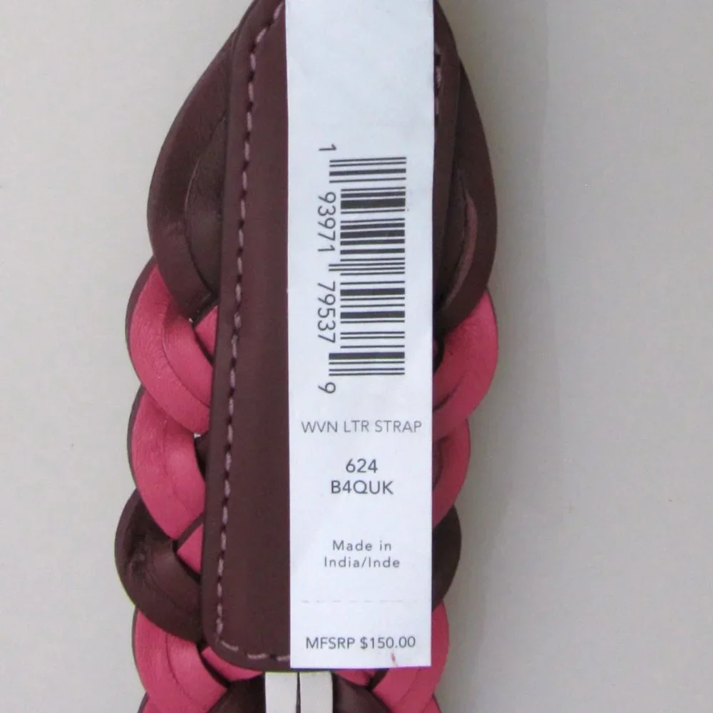 Coach NWT $150 Interchangeable Strap Weaving 624 Pink Burgundy Brass RETAIL